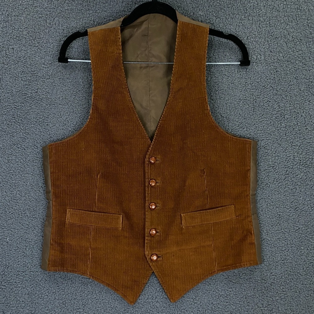Vintage Waistcoat Vest FITS Mens 36 Corduroy‎ Frontier Western Costume Pioneer